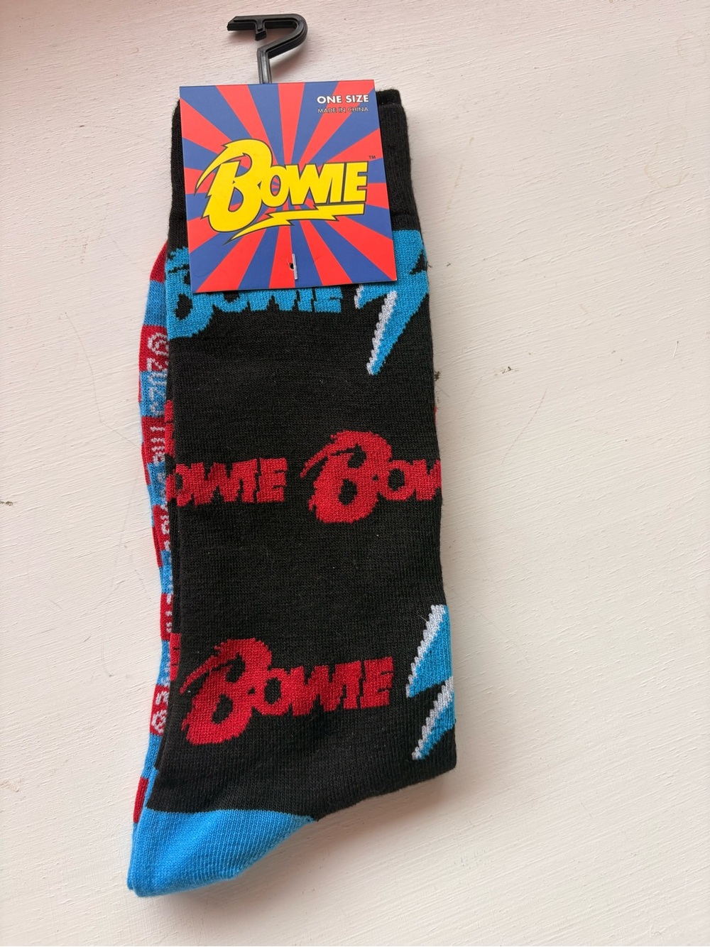 Bowie NWT Graphic Crew Socks - Black/Red/Blue